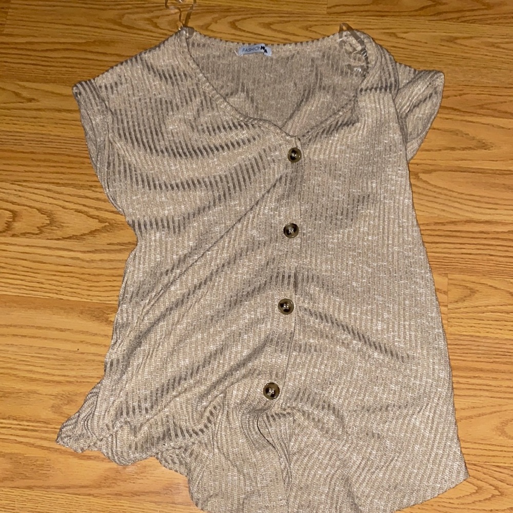 Fashion nova shirt , you can tie it in the front for a crop top look